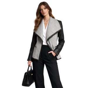 Vince Leather & Wool Boucle Blazer